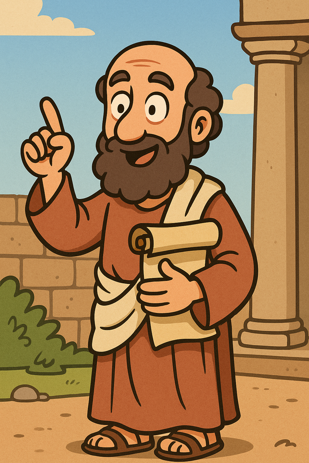 Cartoon illustration of an apostle